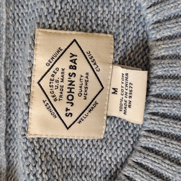 St Johns Bay Sweater Men Medium Light Blue Crewneck Casual Office Career School - Picture 2 of 8